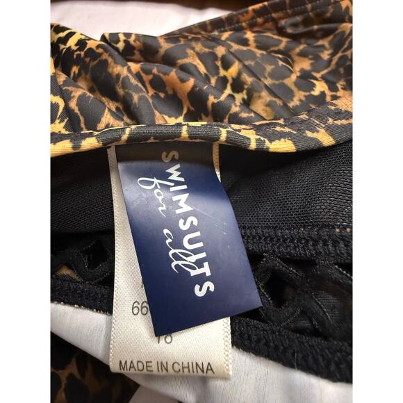 Swimsuits For All Leopard Print One-Piece Swimsuit – Size 18 – Mesh Trim - Picture 6 of 8